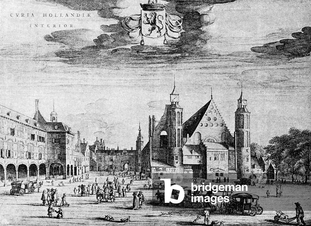 Courtyard of the palace at the Hague, Holland, 17th century (print)