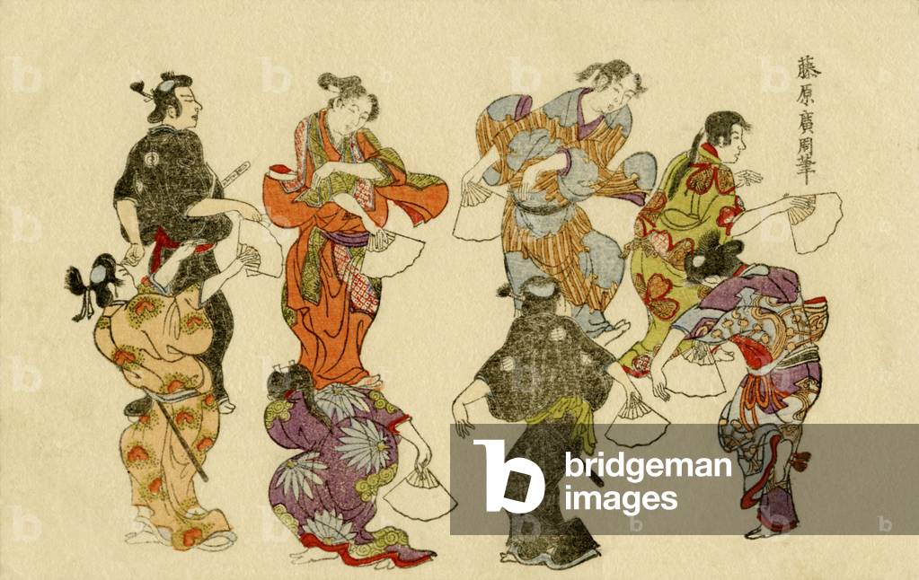 Japanese ritual dance, 19th century (print)