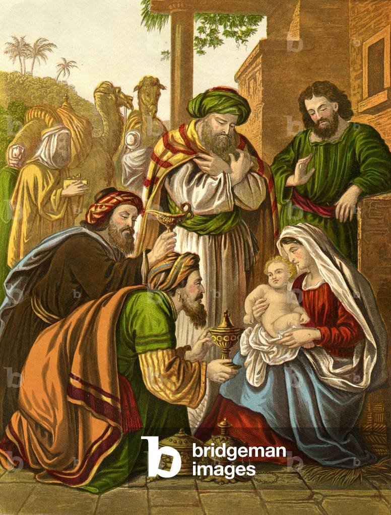 The Wise Men visit the baby Jesus - Bible