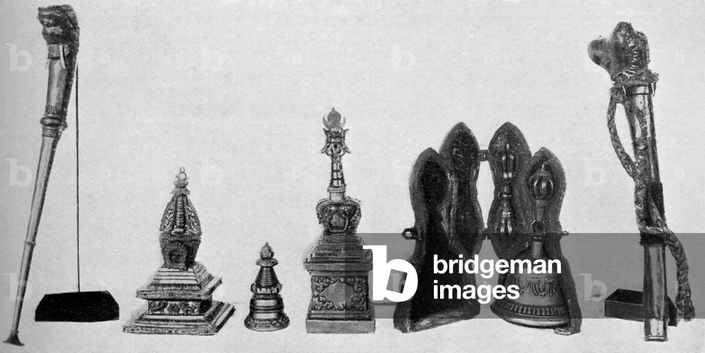 Collection of Tibetan Buddhist ceremonial instruments