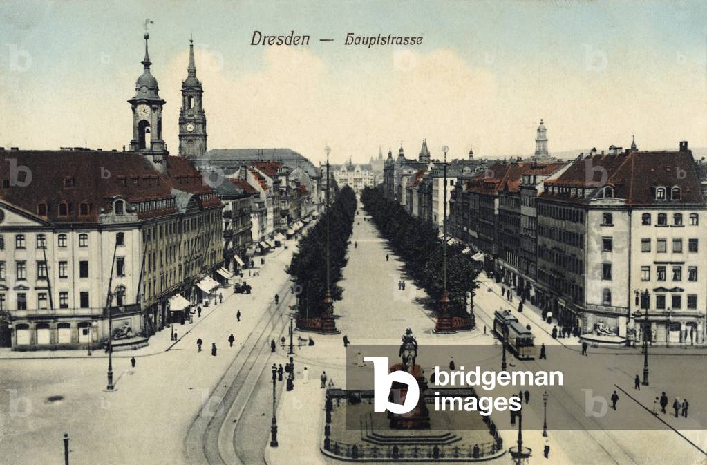 Dresden - view of the main street (Hauptstrasse) Richard Strauss and Wagner connection