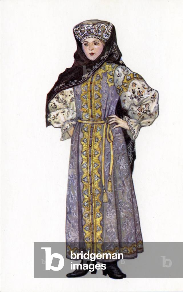 Russian traditional dress - illustration by N. Vinogradova