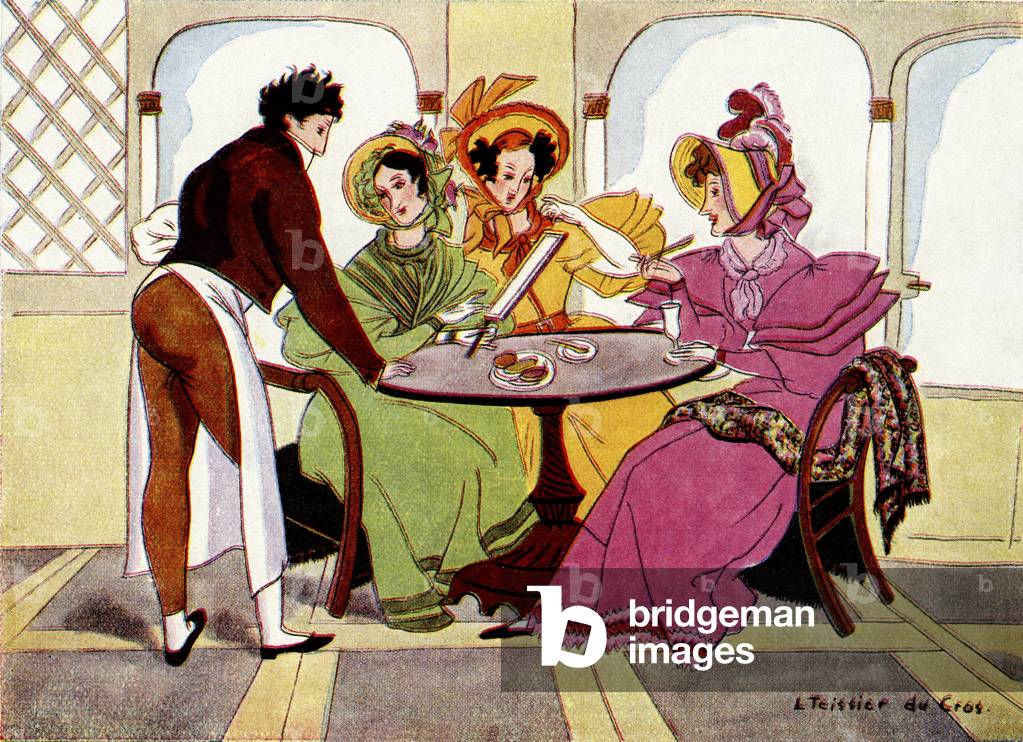 French ladies  in a Paris café early 19th century