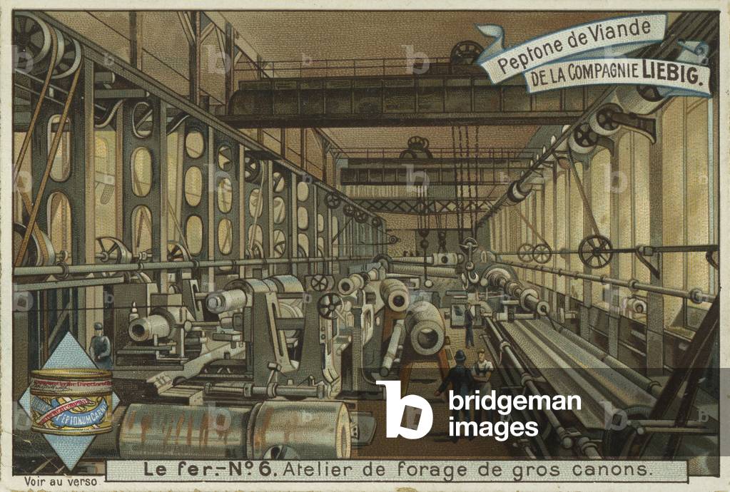 Drilling iron components, 19th century (chromo)