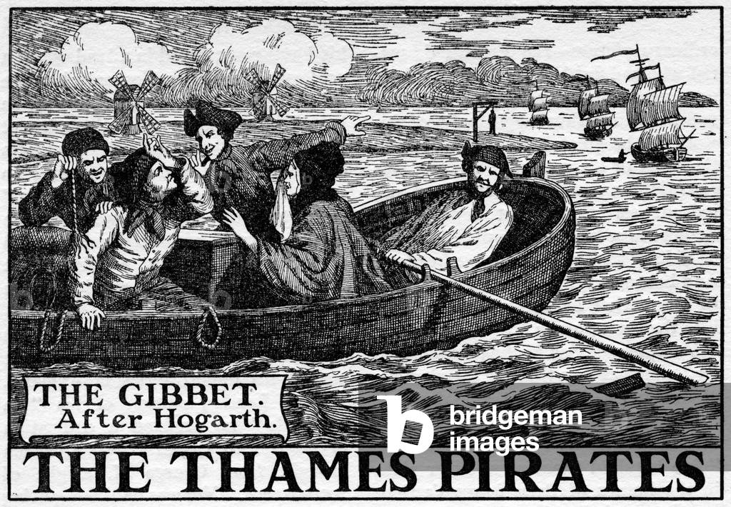 Thames pirates, 18th century (engraving)