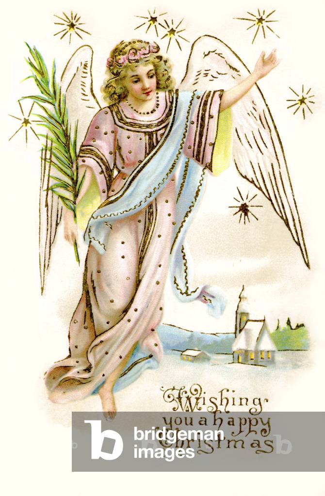 Angel carrying a palm branch, 1905 (postcard)