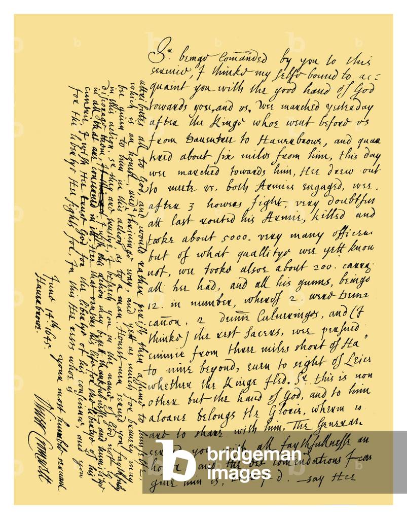 Autograph: Oliver Cromwell, 1645.