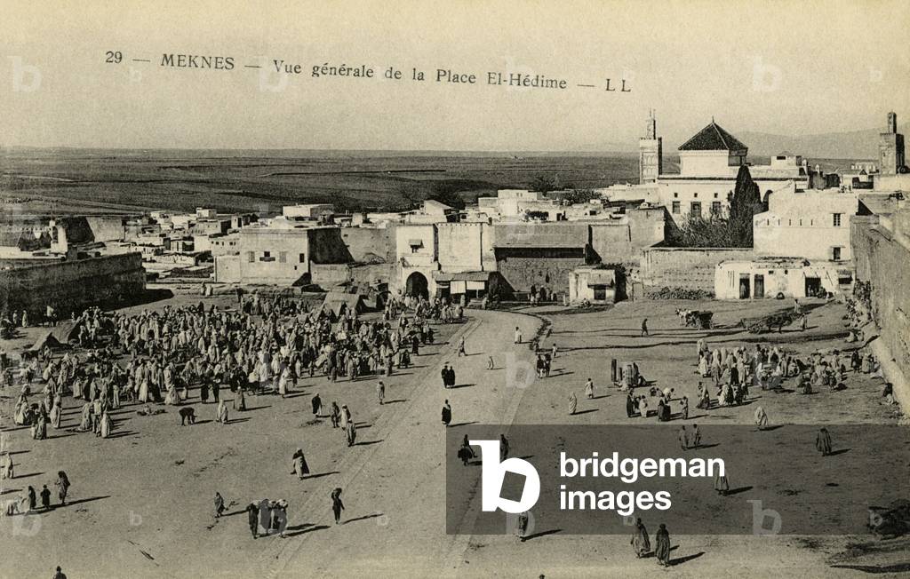 Ariel view of the square El-Hedime, Meknes, Morocco