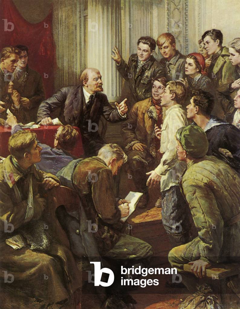 Lenin surrounded by soviet youth