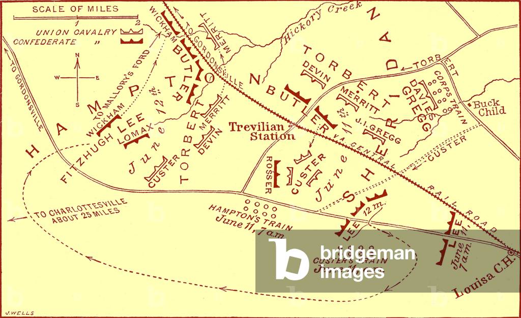Battle of Travellian Station map - American Civil War (print)