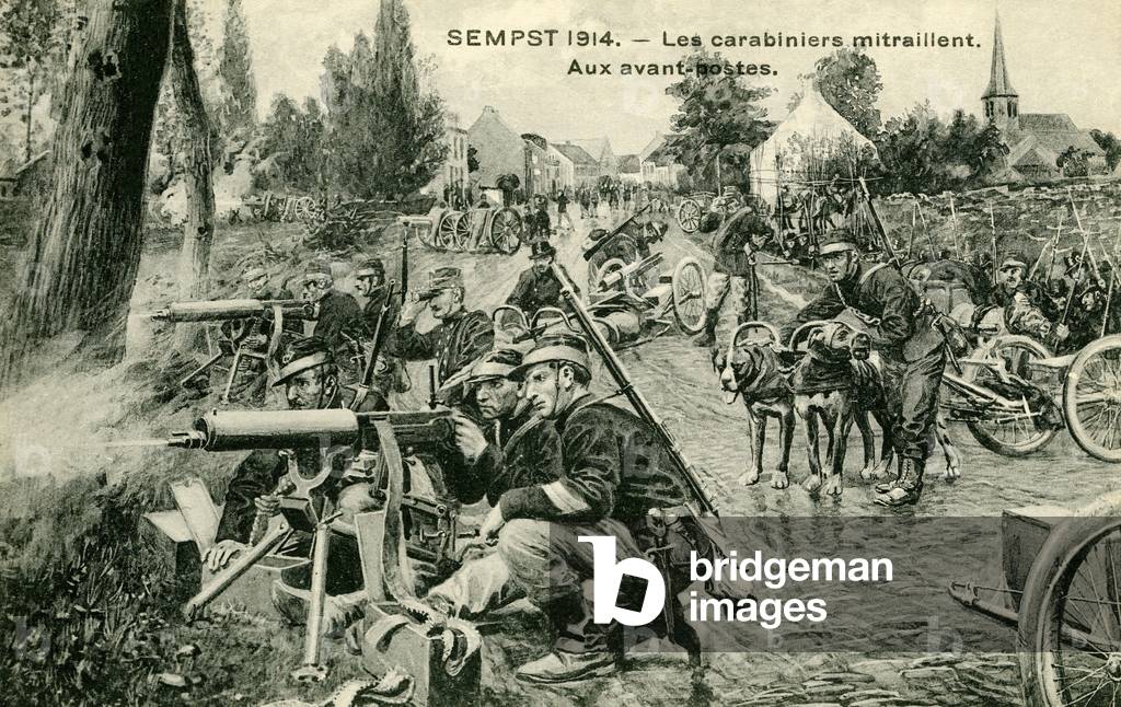 World War 1: French army at Sempst, Belgium, 1914
