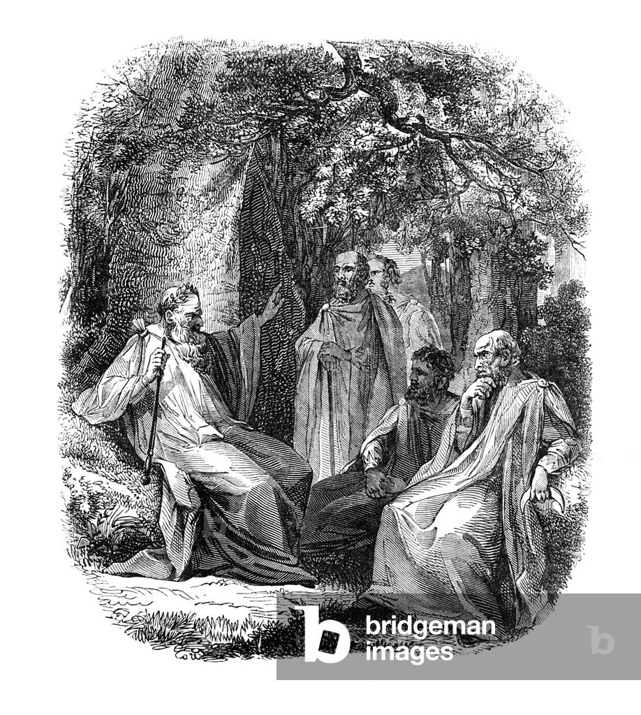 Arch-druid and druids sitting together