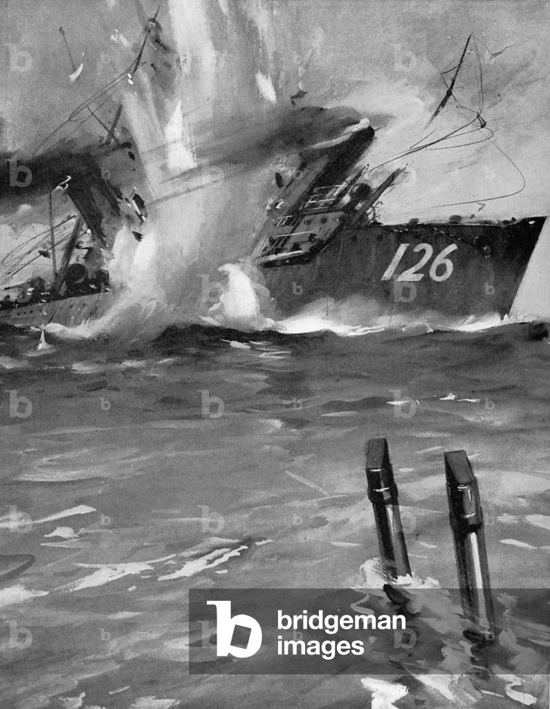 World War I- Submarine sinking a German Destroyer