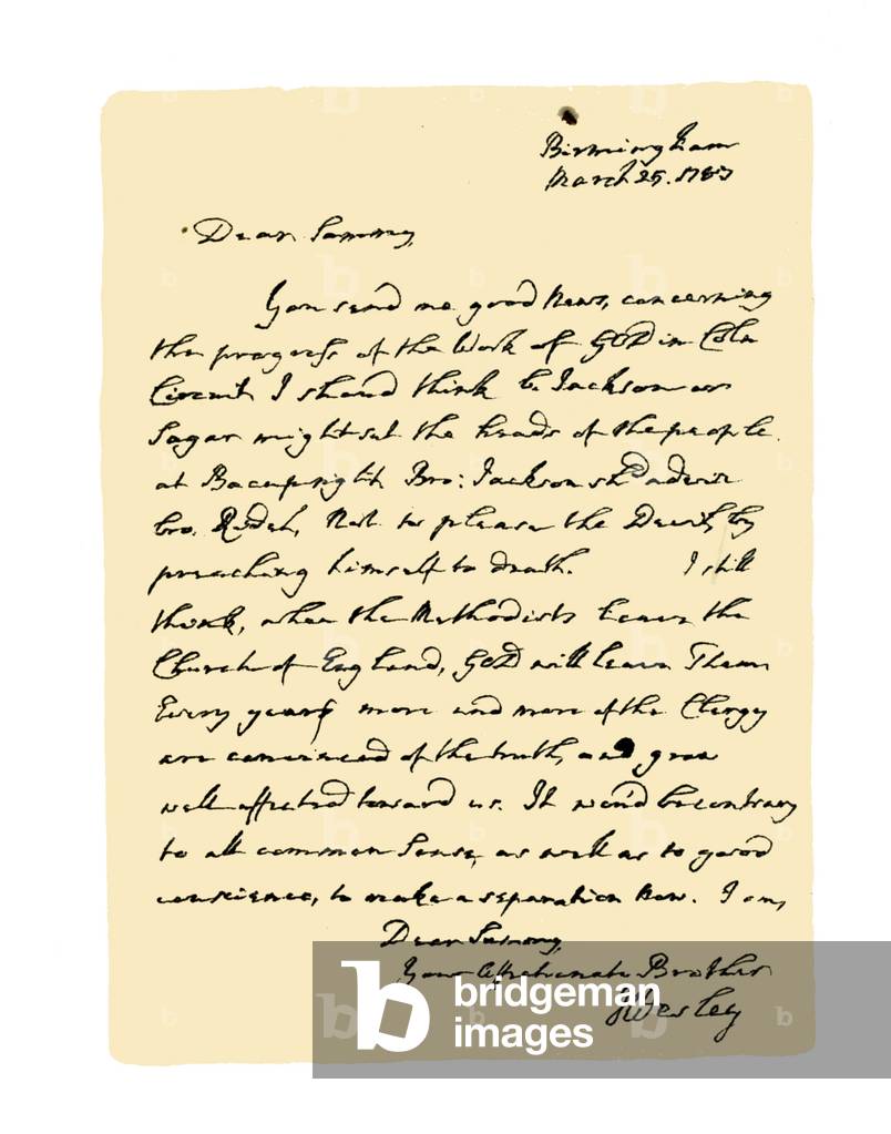 Autograph: Reverend John Wesley, 1783.