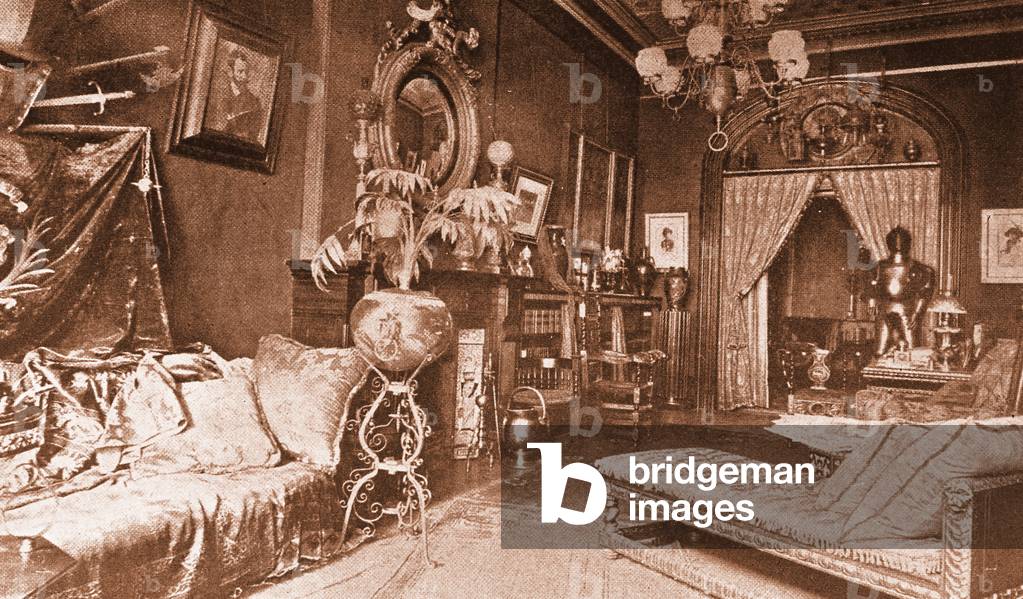 Lounging room with Turkish furnishings, 1890s,