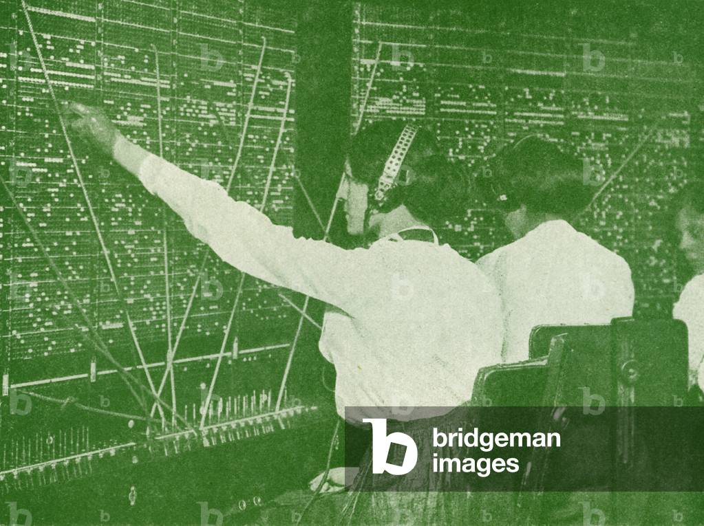 Female telephone operators at work