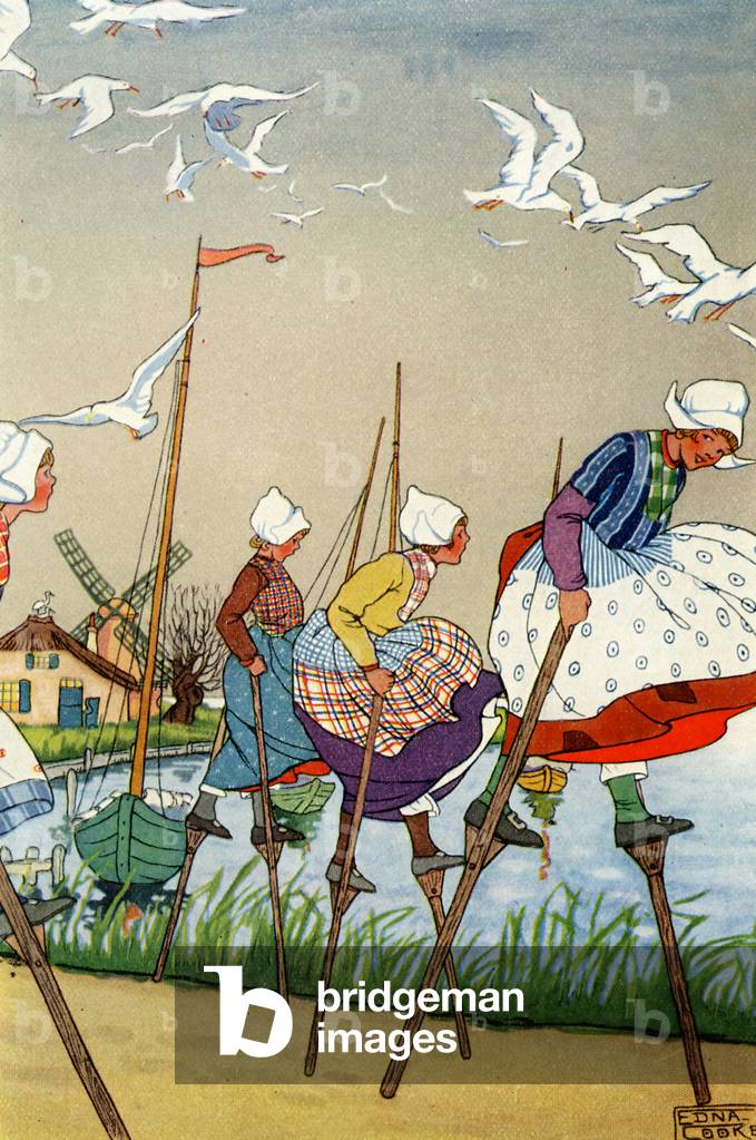 Dutch children on stilts