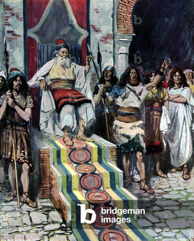 David sees the messenger arrive,  by Tissot -Bible