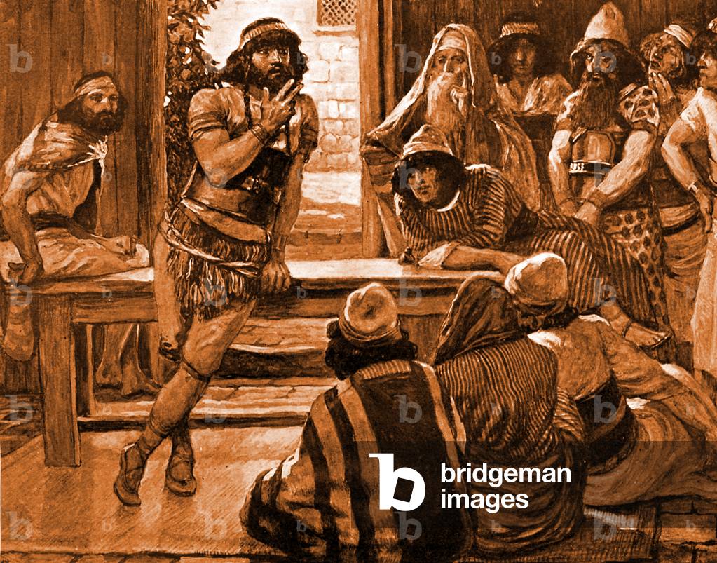 Samson puts forth a riddle by Tissot - Bible