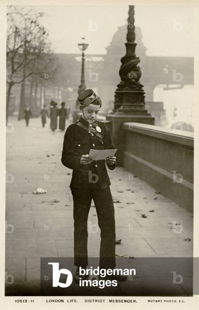 A district messenger with letter, London