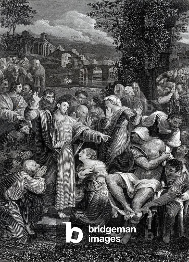 Resurrection of Lazarus, 19th century (engraving)