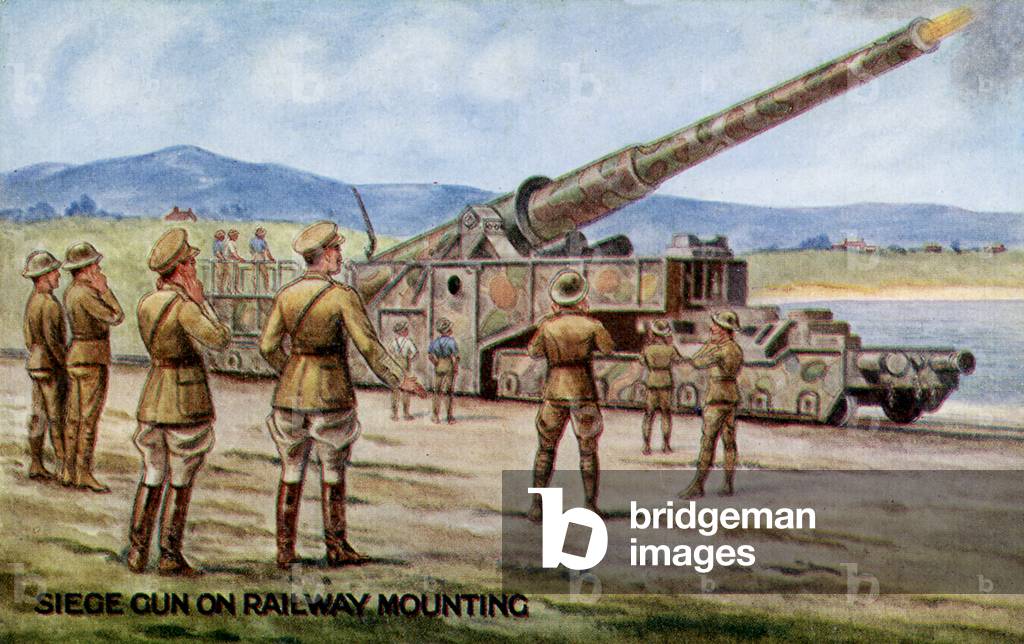 World War 1: British railway mounted artillery gun