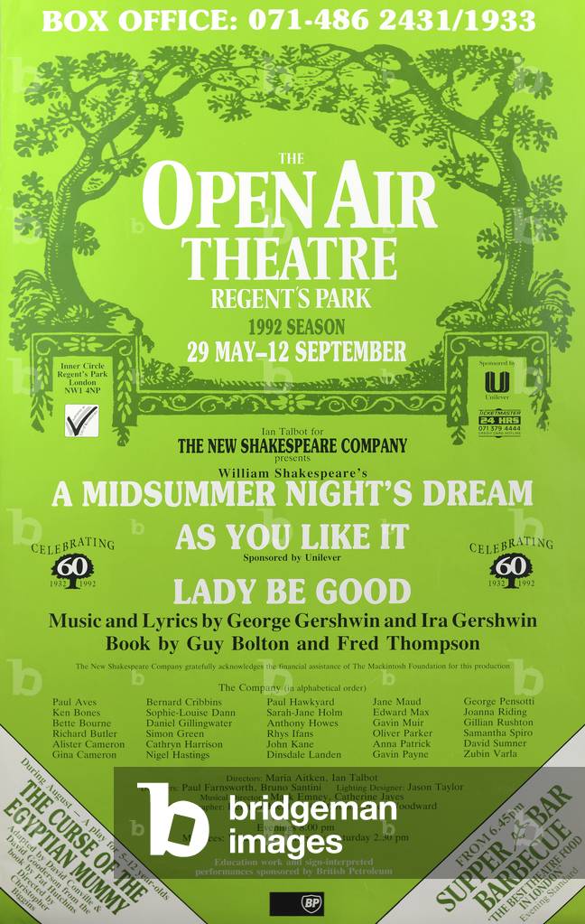 Poster for Open Air Theatre in Regent's Park, London