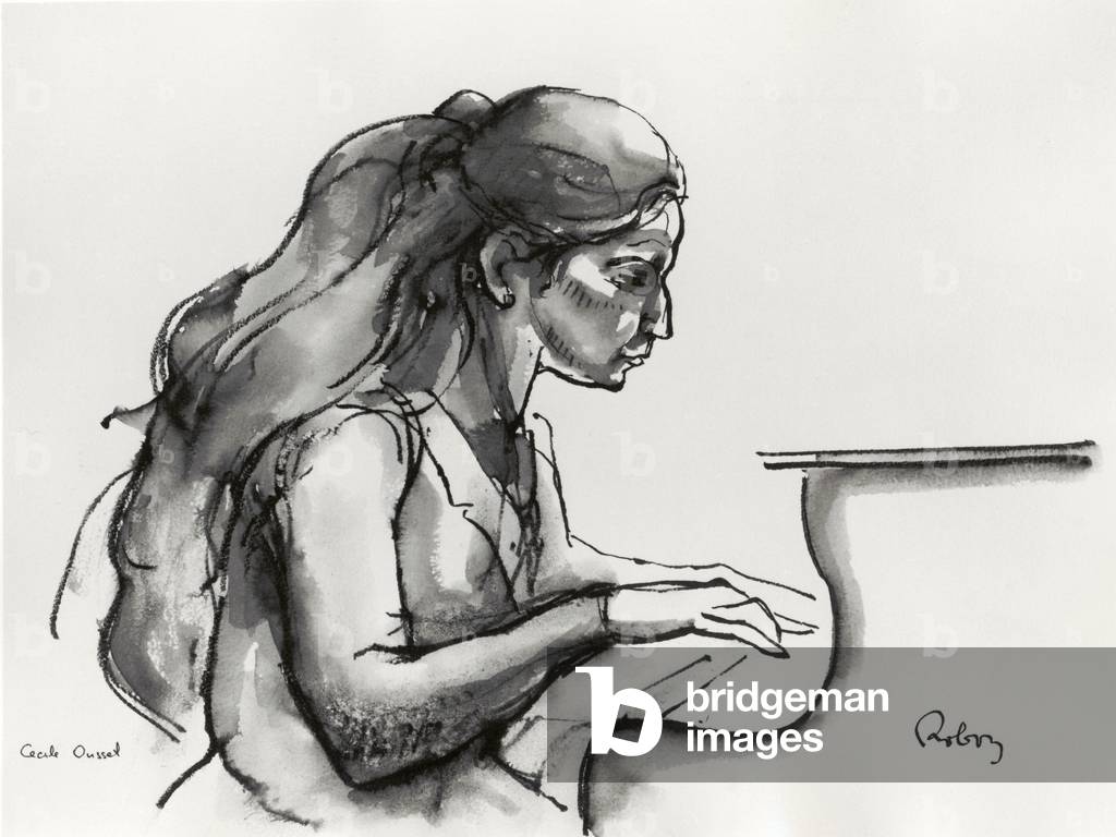 Cécile Ousset playing piano, 1980's