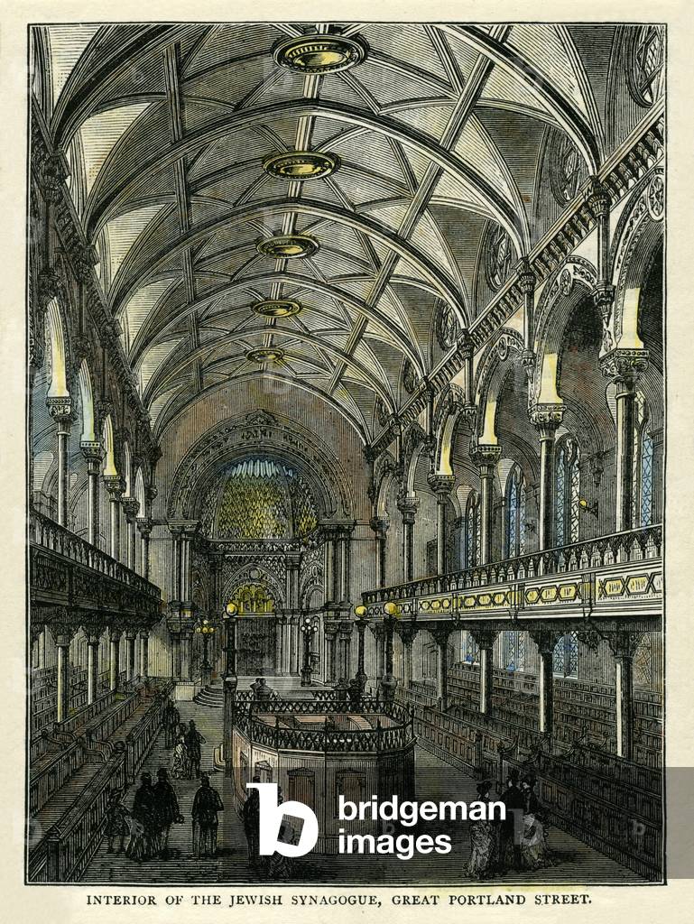 Interior of the Great Portland Street Synagogue, London mid 19th century