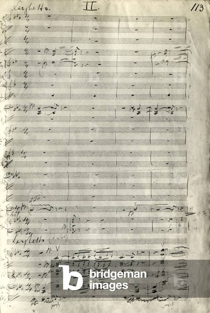 Elgar's handwritten score for second movement (larghetto) of his second symphony