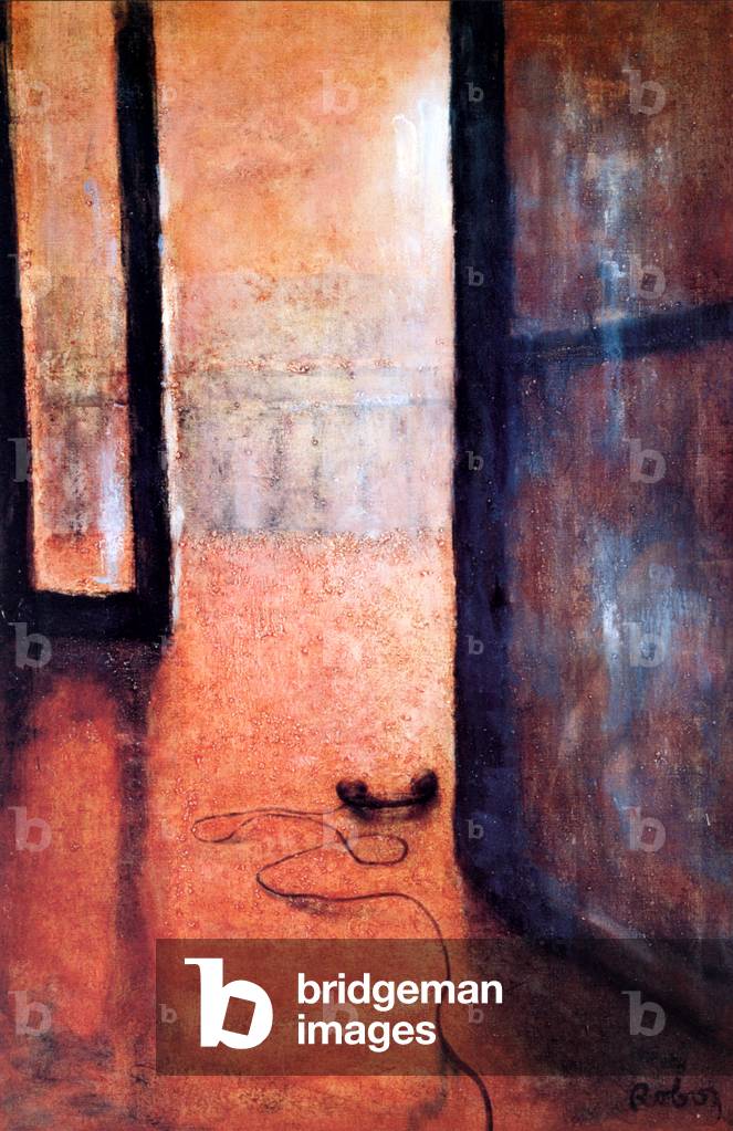 Sun coming through window Telephone off the hook, lying on floor