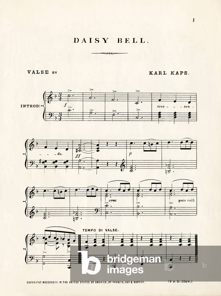 Daisy Bell by Karl Kaps, published London, 1893