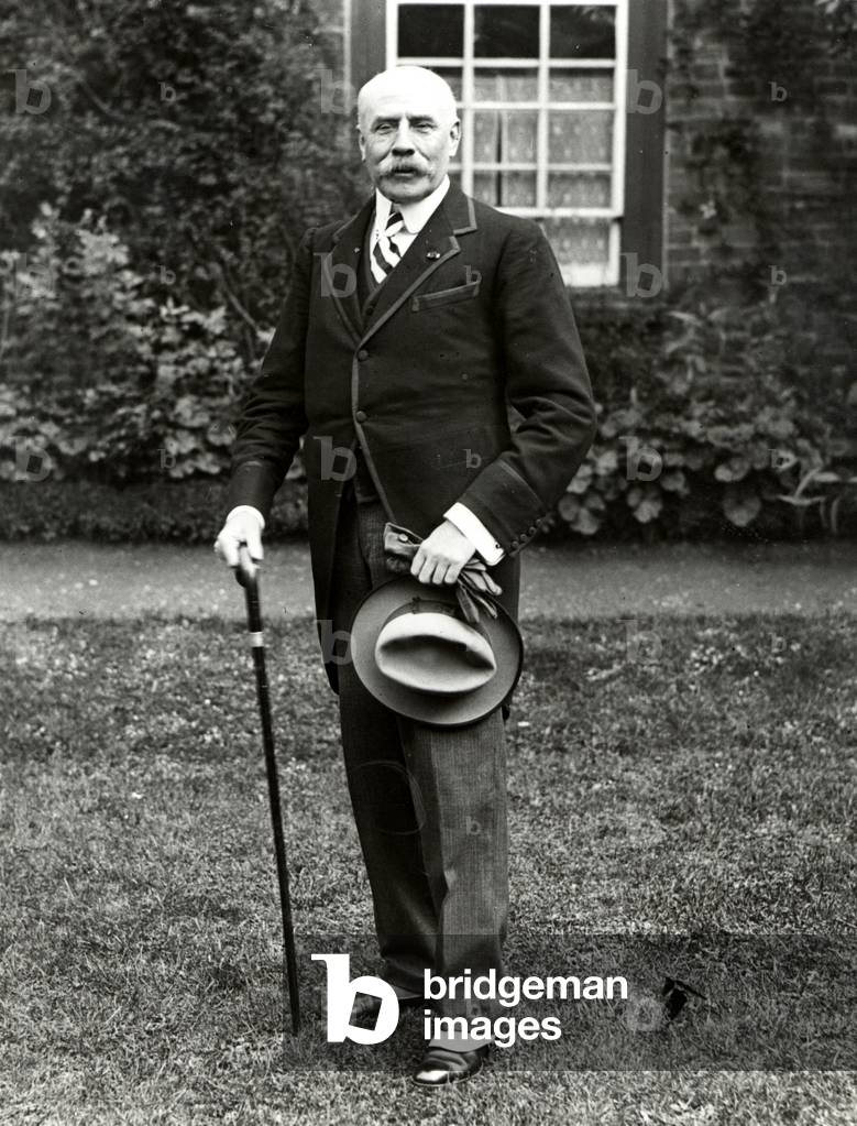 Edward Elgar on 9th June 1910, outside Lincoln Cathedral, where he had just conducted a performance of 'The Dream of Gerontius'