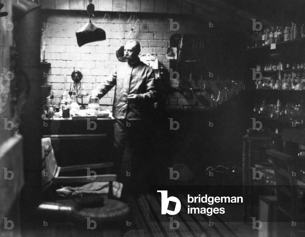 ELGAR in the 'Ark', at Plas Gwyn, c1907 a former dovecote converted to a laboratory English composer (1857-1934)