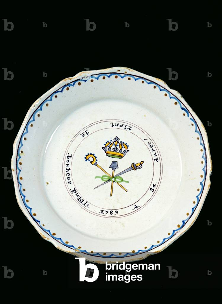 Plate decorated with the Three Orders under the royal crown, 1789 (ceramic) 