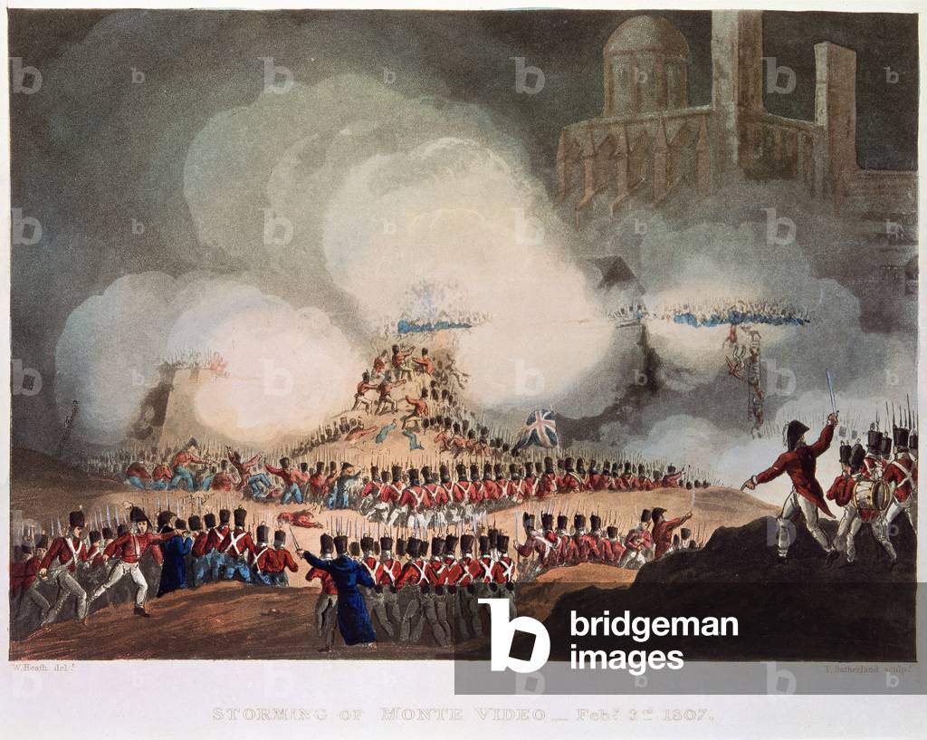 Storming of Monte Video, 3rd February, 1807, engraved by Thomas Sutherland (b.c.1785) (engraving)