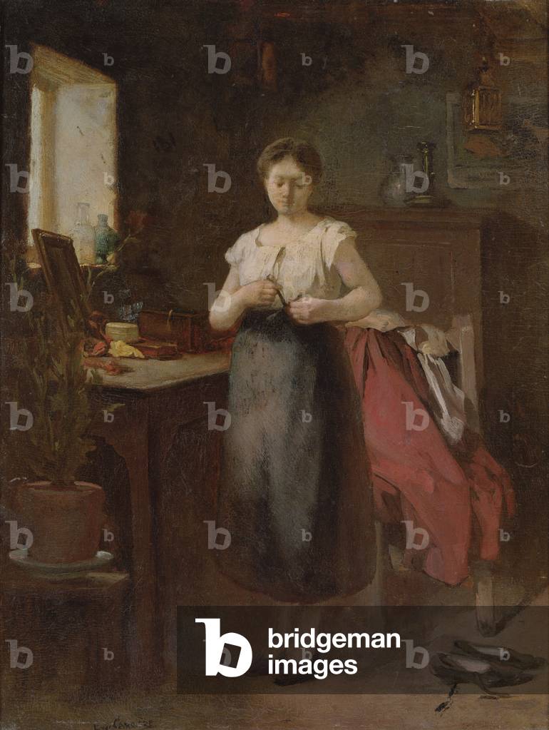 Image de Peinture représentant Femme dans un intérieur 1801 par Eugene Carriere, b/w