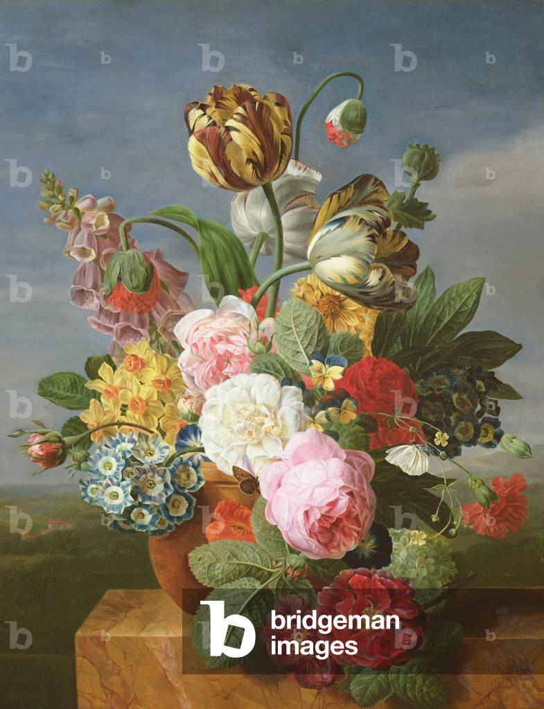 Bouquet di fiori in un vaso (olio su tela)