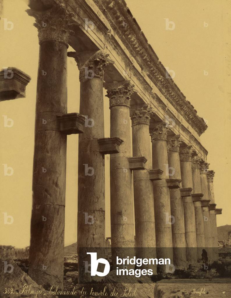 Remains of Colonnade of the Temple of the Sun in Palmyra, Syria, 1867 (albumen print)