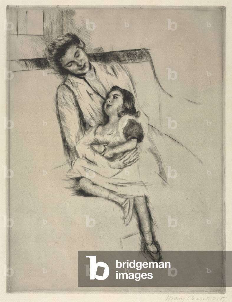 Reine and Margot Seated on a Sofa, c. 1902 (drypoint)
