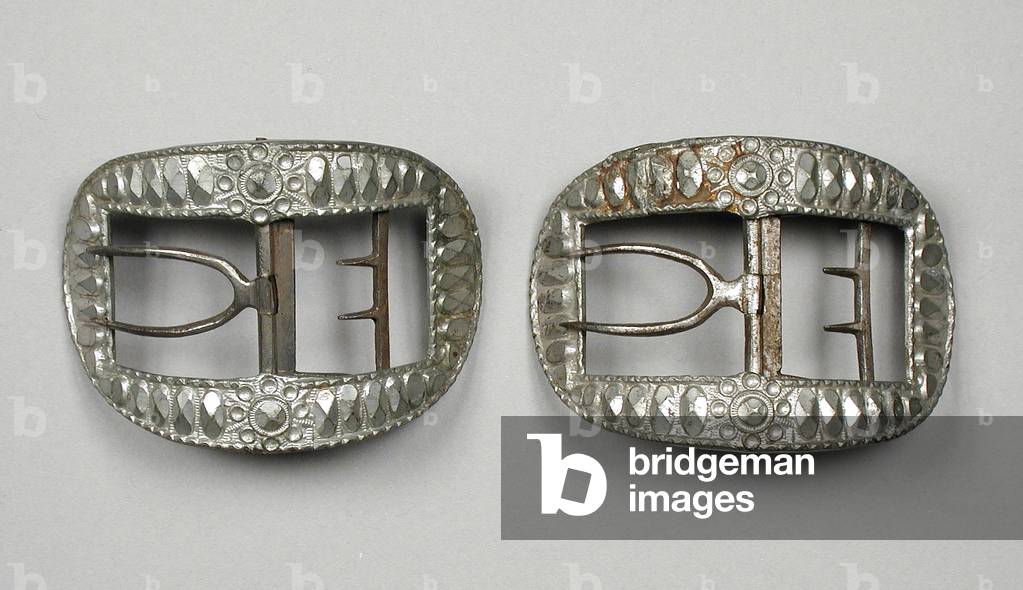 Shoe Buckles, c.1780 (pewter and steel)