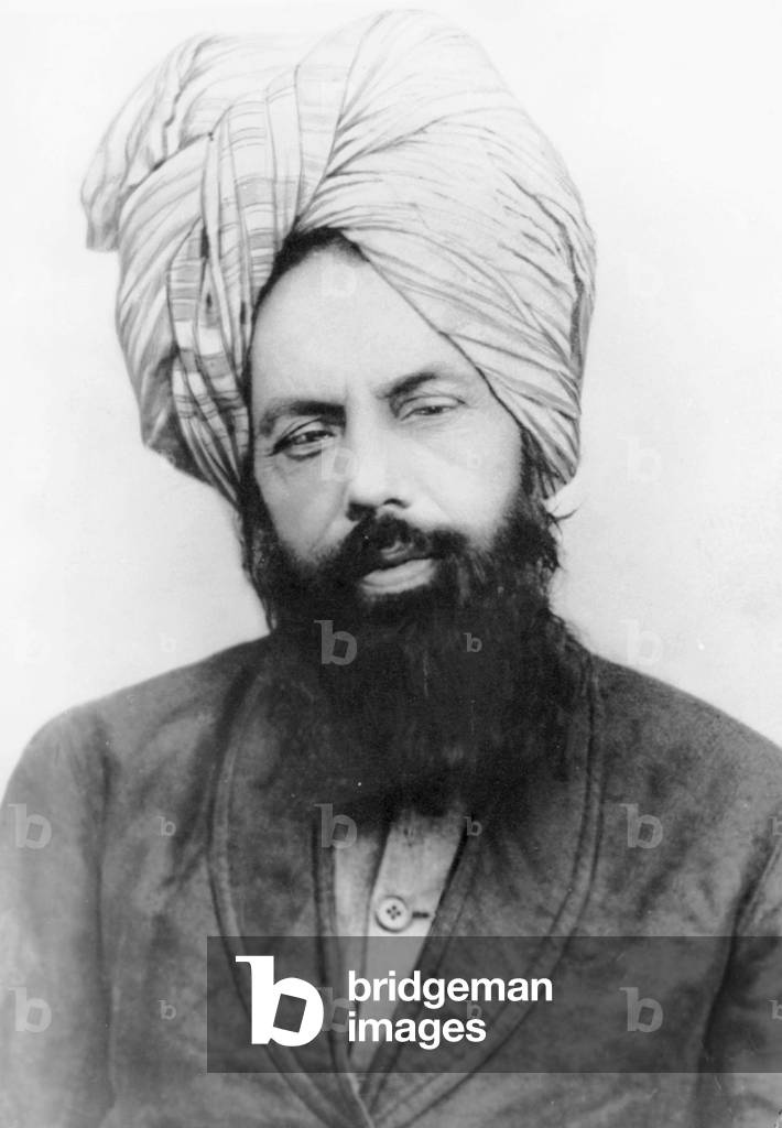 Mirza Ghulam Ahmad, c.1897 (b/w photo)