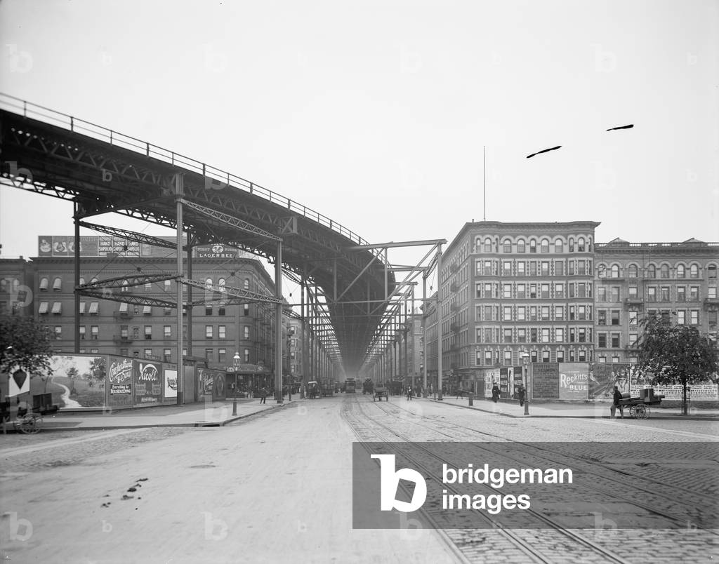 The Elevated, Eighth Avenue and 110th Street, New York, 1900-10 (b/w photo)