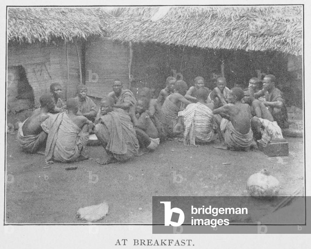 At Breakfast, illustration from ' In Afric's forest and jungle: or six years among the Yorubans', By Rev. Richard H. Stone, c.1899 (photomechanical print)