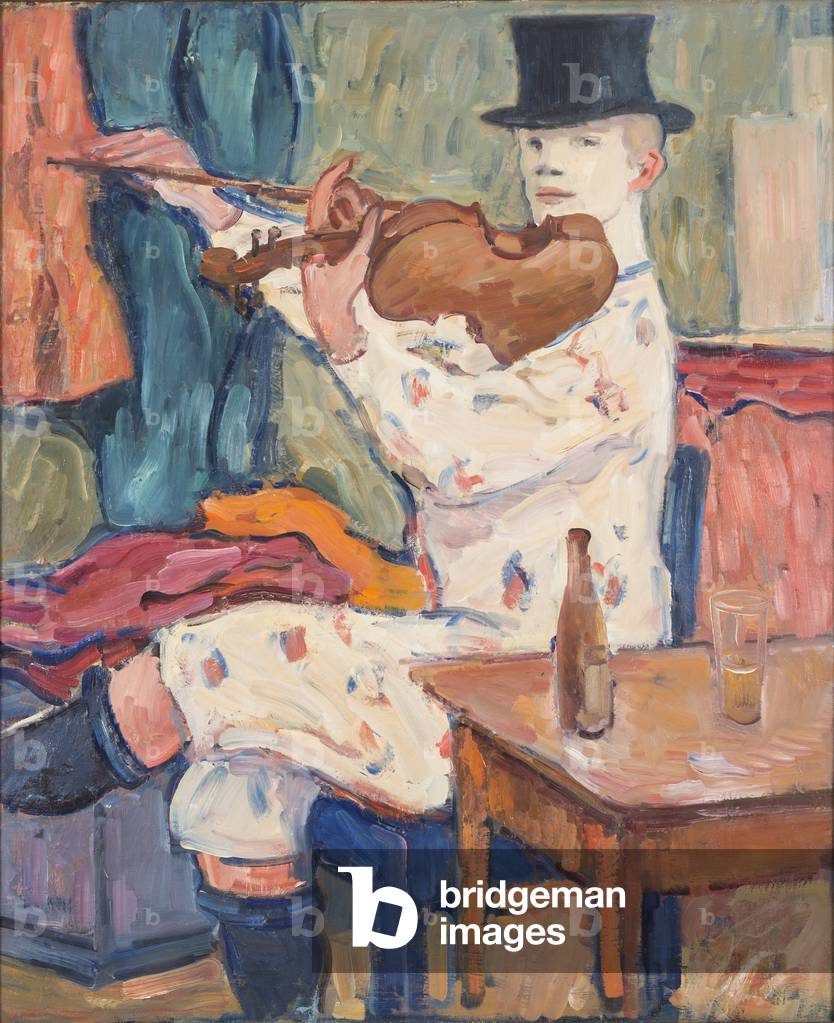 A Clown Playing the Violin, 1915 (oil on canvas)