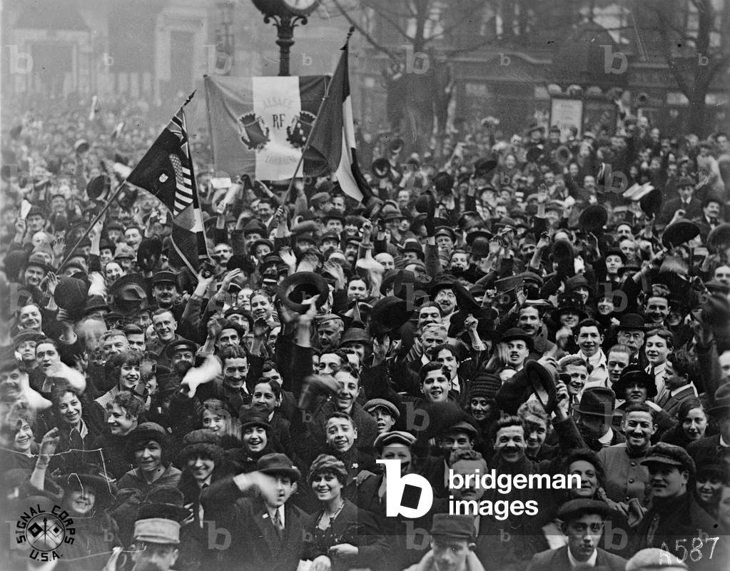 Armistice Day in Paris, 1918 (b/w photo)