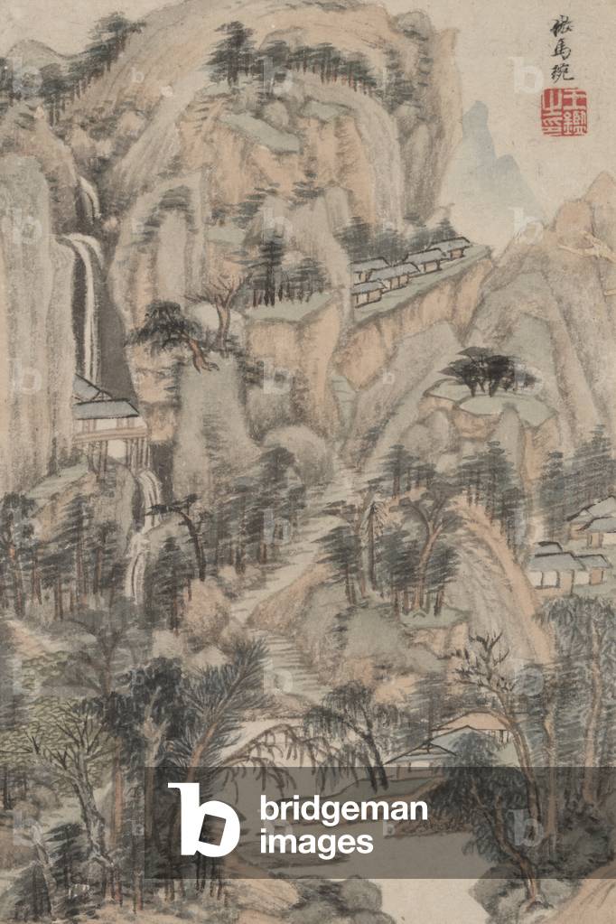 Landscape in the Style of Various Old Masters: In the Style of Ma Wan, 1669 (ink and color on paper)