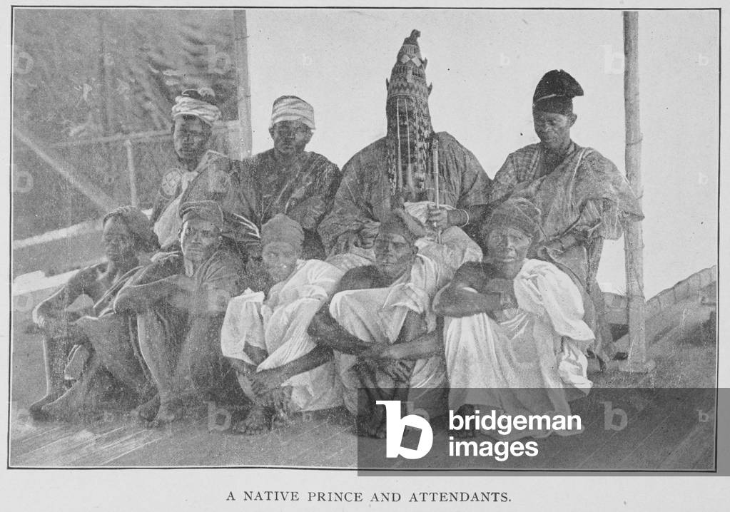 A Native Prince and Attendants, illustration from ' In Afric's forest and jungle: or six years among the Yorubans', by Rev. Richard H. Stone, c.1899 (photomechanical print)