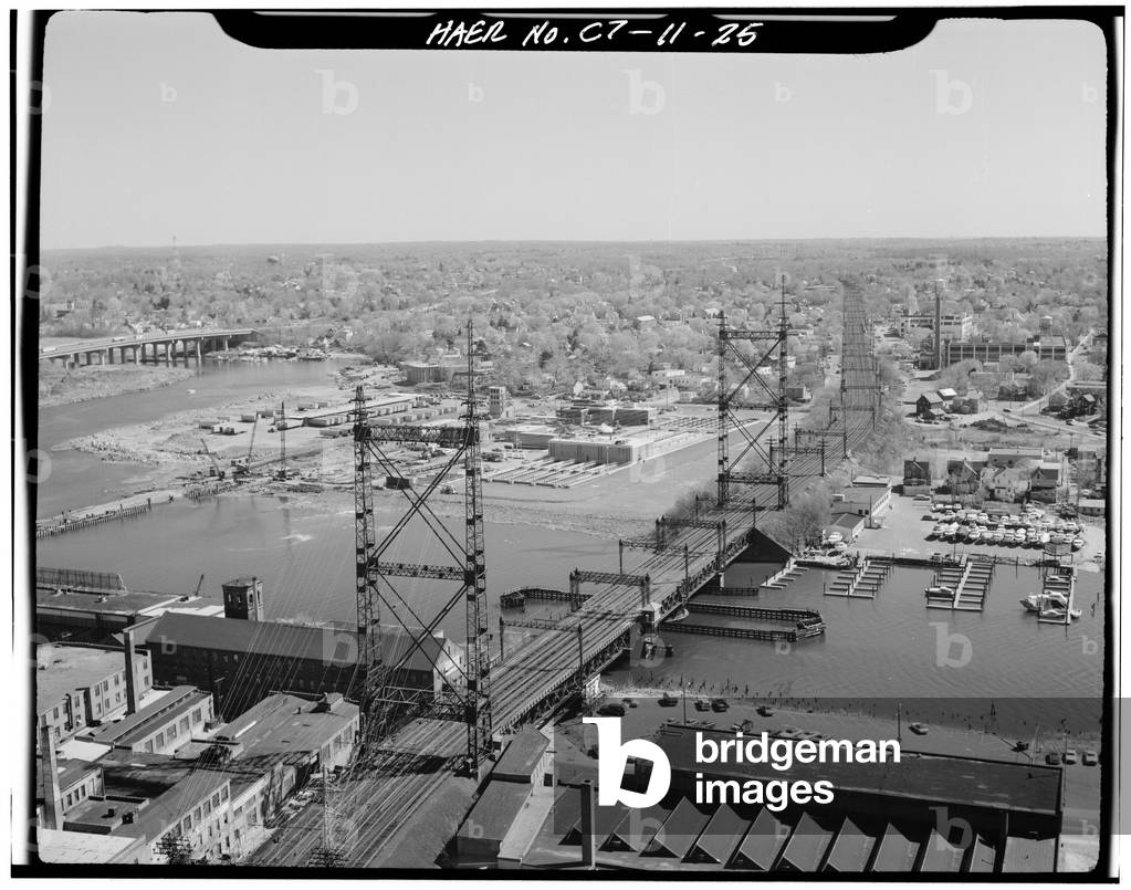 Norwalk River Bridge, Norwalk, Connecticut (b/w photo)