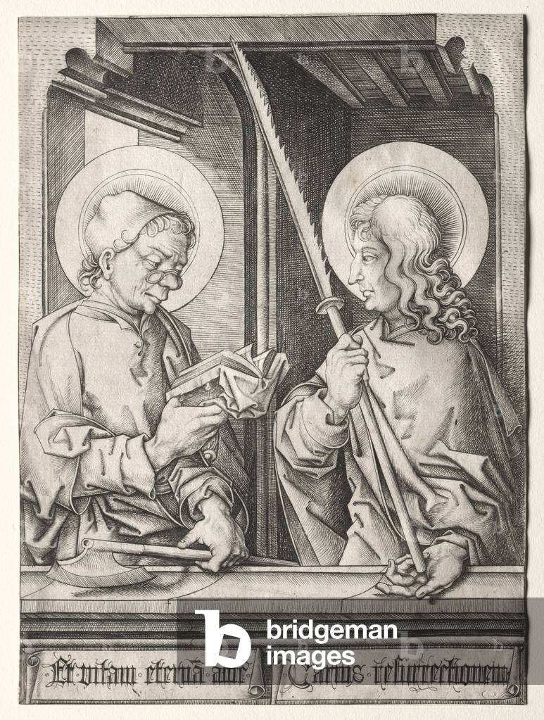 Image of Engraving depicting The Twelve Apostles at Gothic Windows:  St. Matthias and St. Judas Thaddaeus 1401
